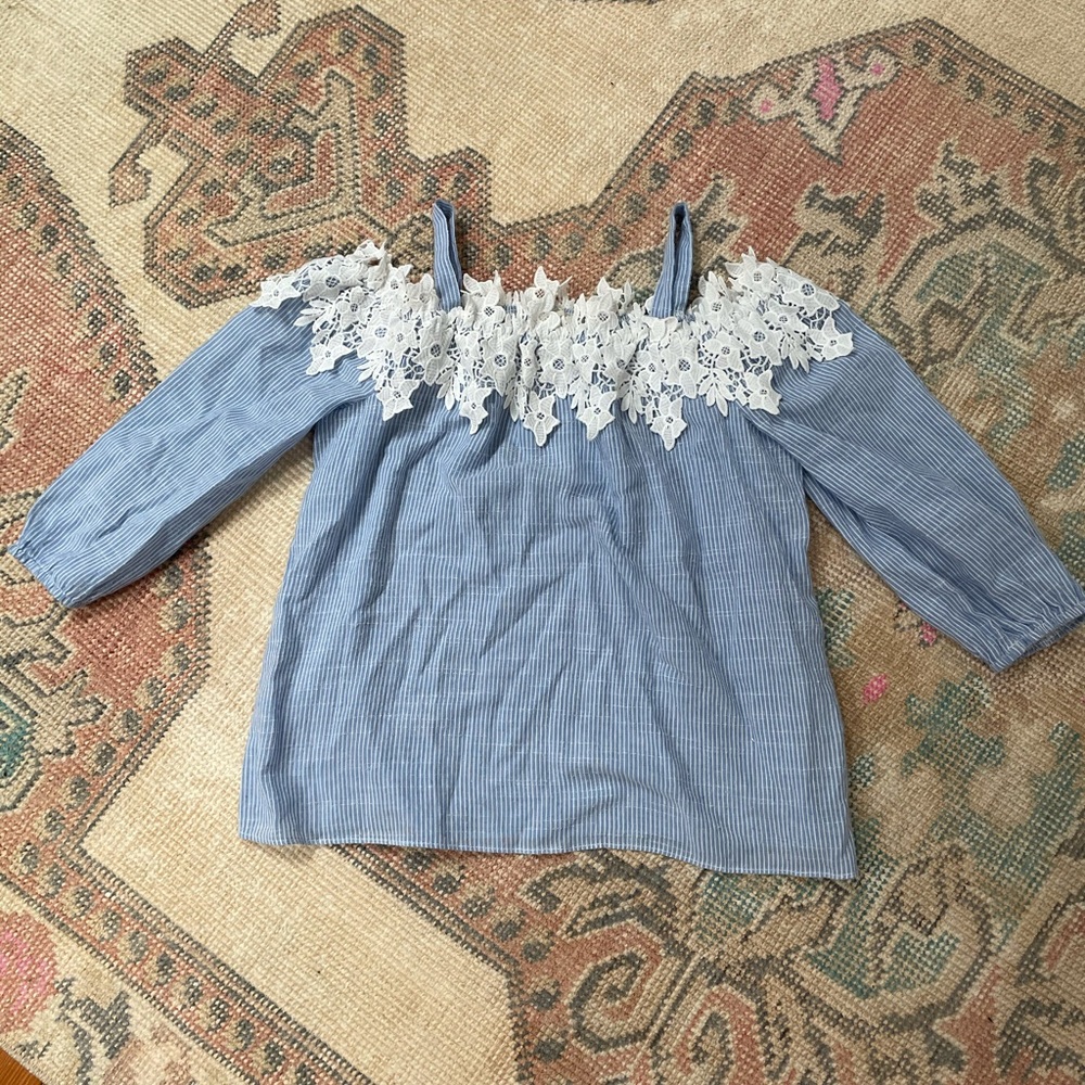 kids soprano striped blue floral top